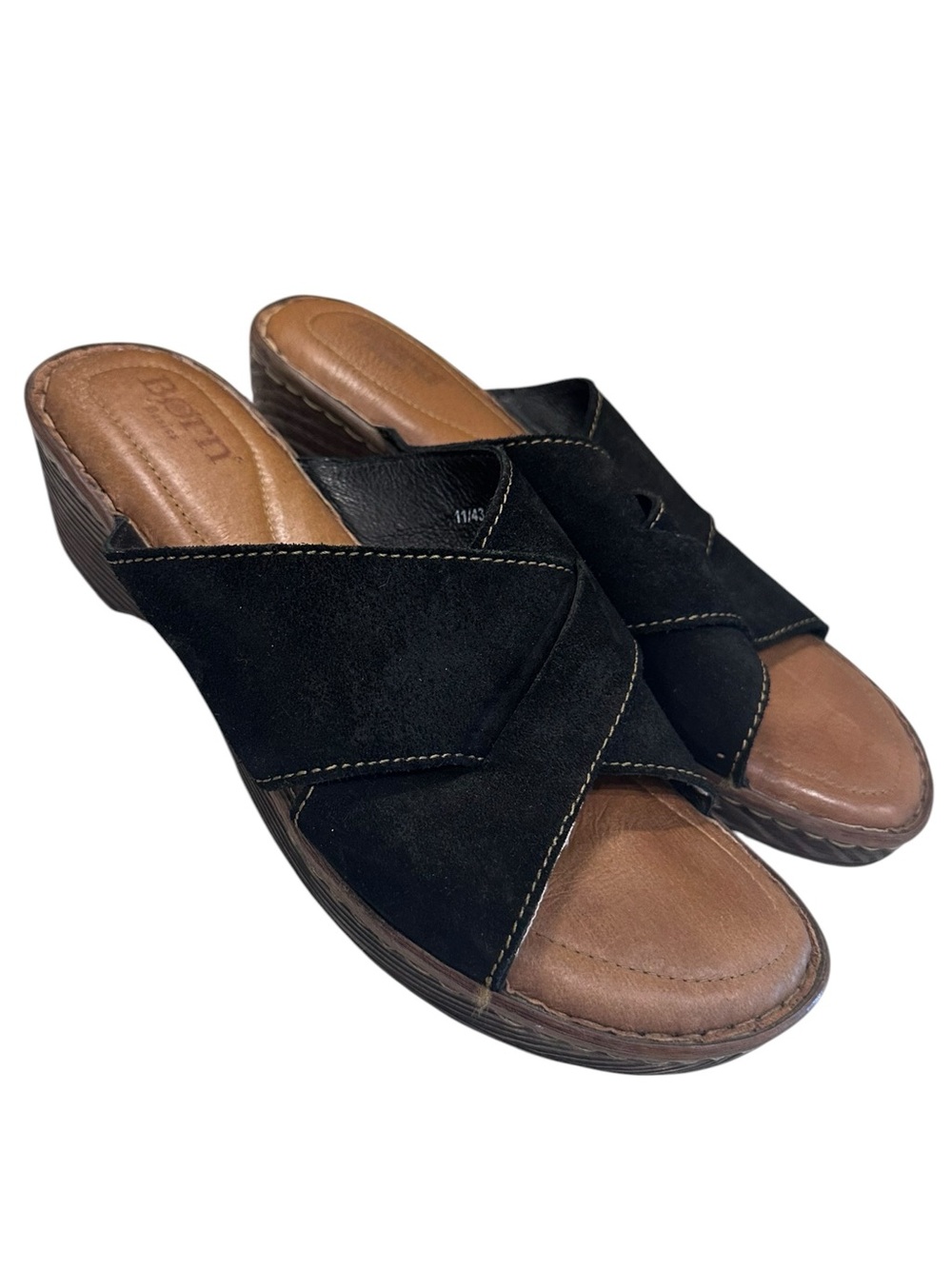 Born Women's Teayo Sandals Black Suede Leather Size 11 - Picture 1 of 9